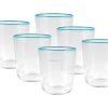 OZAIA Tafelservies | Set Van 6 Waterglazen Met Een Blauwe Rand Van 31,5 Cl - D. 8 X H. 9,5 Cm - Azuran