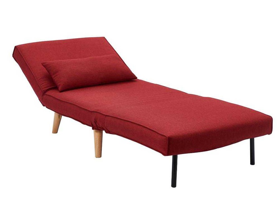 Vente-unique Uitklapbare Fauteuil | Fauteuil Met Bed Optie Posio Van Stof - Rood