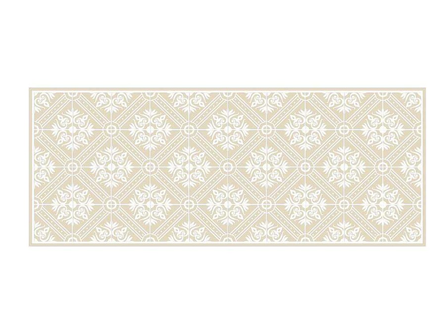 OZAIA Gangtapijt | Gangtapijt Van Vinyl Met Cementtegeleffect - 66 X 160 Cm - Beige En Wit - Majesti