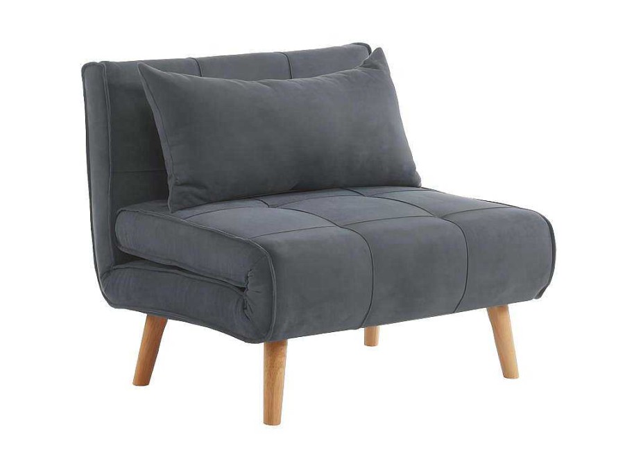 Vente-unique Uitklapbare Fauteuil | Xl Eenpersoons-Slaapbank Chila Van Stof - Grijs