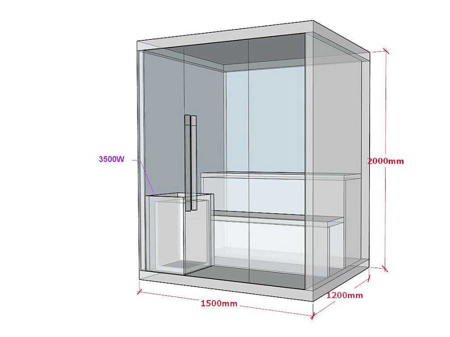 VOGUE SAUNA Finse Sauna | Traditionele Finse Sauna Sigtuna - 2 Tot 3 Plaatsen - L150 X L120 X H200 Cm - Met Led Verlichting