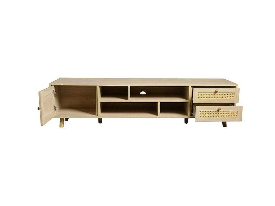 ModernLuxe Tv-Meubel | Tv-Meubel Van 160 Cm - 1 Deur, 2 Laden En 4 Vakken - Naturel