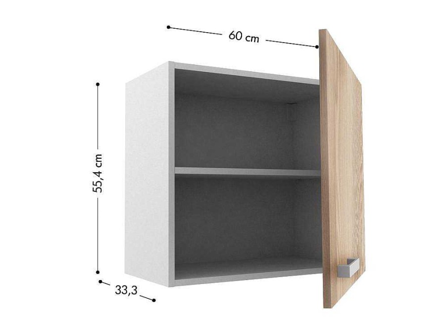 Vente-unique Keukenmeubel | Keukenkast Trattoria - 1 Laag Meubel En 1 Hoog Meubel - Eiken En Wit