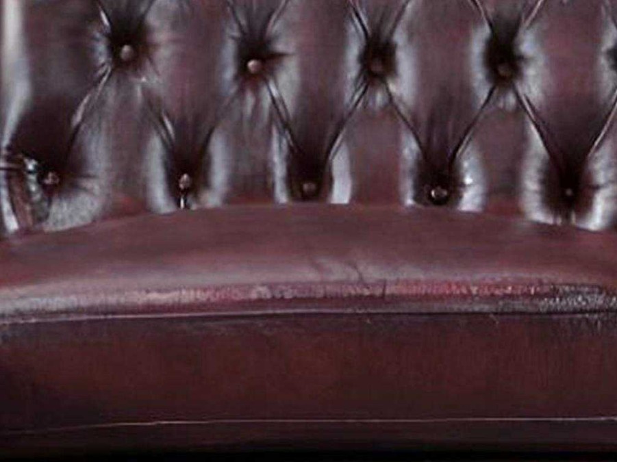 LINEA SOFA Chesterfield Zitbank | Hoekbank Van 100% Buffelleer Chesterfield Brenton - Kersenrood - Hoek Rechts