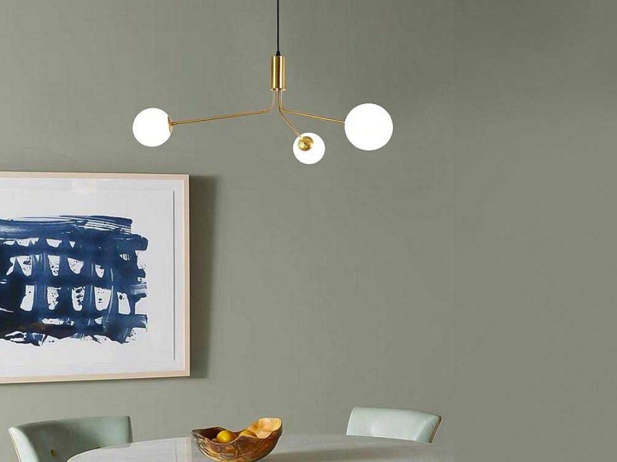 OZAIA Hanglamp | Hanglamp Van Glas En Metaal - D90 X H182 Cm - Goud - Kenora