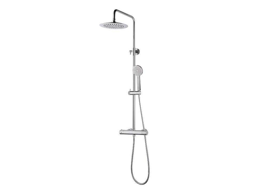 Shower & Design Douchekolom | Douchekolom Met Thermostaatkraan Van Verchroomd Roestvrij Staal Ateya - 126 Cm