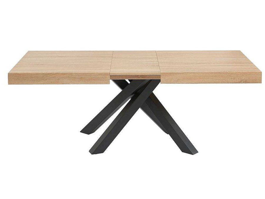 Vente-unique Eettafel | Uitschuifbare Eettafel 6 Tot 10 Plaatsen Van Mdf En Hevea - Naturel En Zwart - Catonav