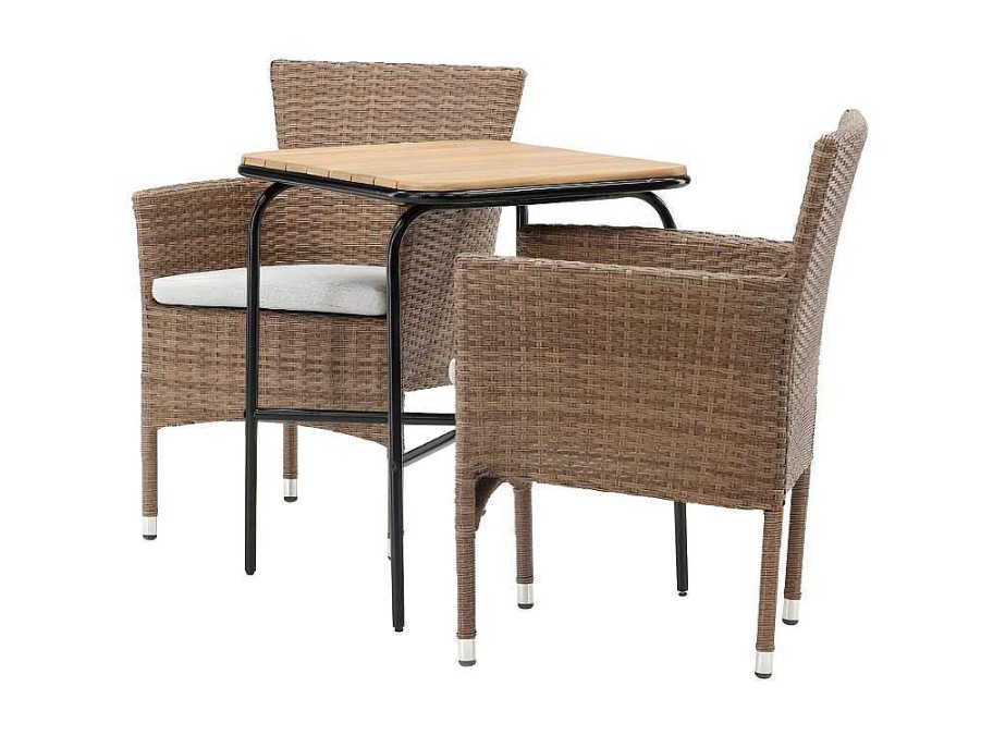 Vente-unique Loungeset | Holmbeck Tuinmeubelset Tafel, 2 Stoelen Naturel.