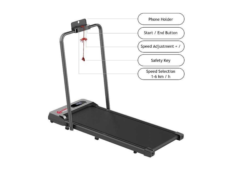 Vente-unique Fitness | Onder Bureau Loopband 1-6Km/H Wandelen Jogging Machine Voor Thuiskantoor Met Opvouwmogelijkheid