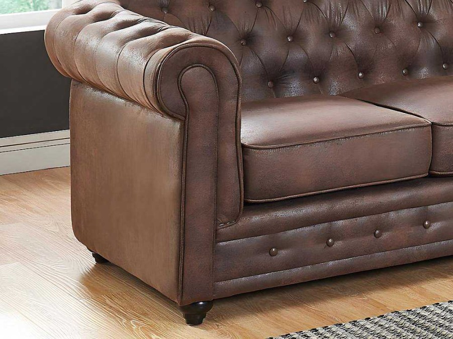 Vente-unique 2En 3-Zitsbank | Tweezitsbank Chesterfield Van Microvezel Met Vintage Look