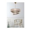 OZAIA Hanglamp | Hanglamp Van Stof En Metaal - D. 40 X H. 30 - 70 Cm - Taupe En Goudkleurig - Tairon