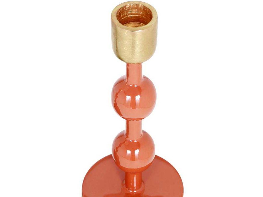 OZAIA Kandelaar En Kaars | Geemailleerde Aluminium Kandelaar - H.22 Cm - Terracotta - Parina