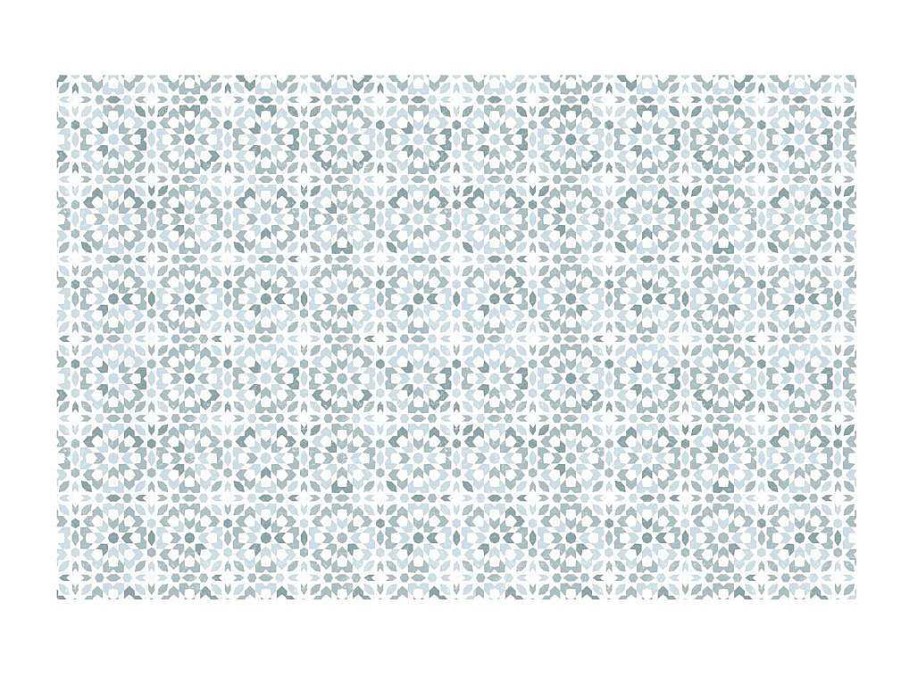 OZAIA Tapijt Van Vinyl | Tapijt Van Vinyl Met Cementtegeleffect - 120 X 180 Cm - Blauw En Wit - Princy