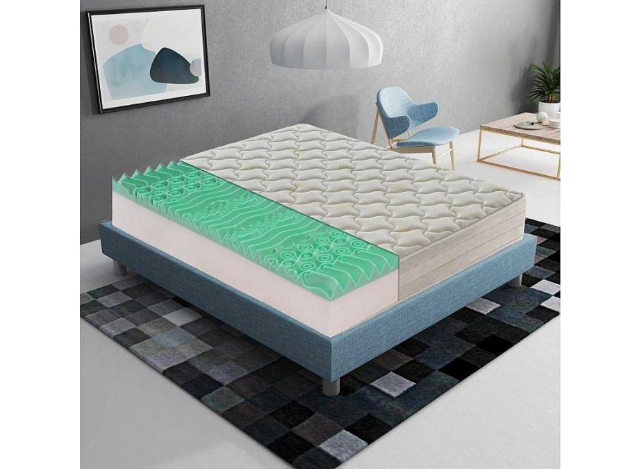 I Love Sleep Matras Met Vormgeheugen | Visco-Elastisch Schuimmatras - 5 Cm Schuim - 9 Comfortzones - Hoogte 25 Cm 180X200 Cm