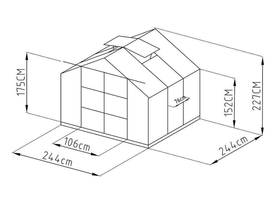 EXPERTLAND Tuinkas | Tuinserre Van Polycarbonaat Anissa Met Basis - 5,9 M - Antraciet