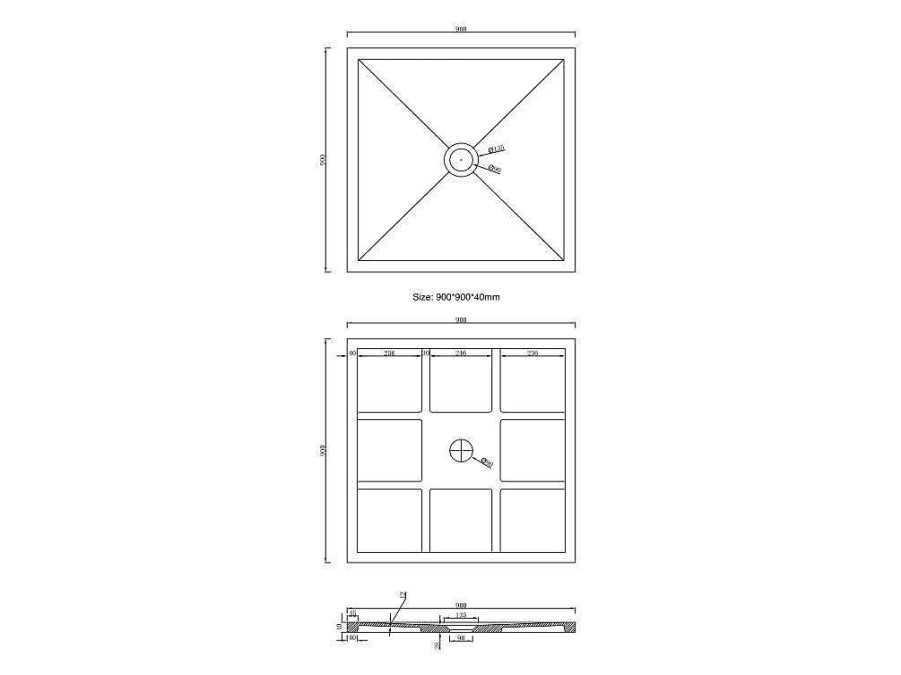 Shower & Design Douchebak | Douchebak Om Te Plaatsen Van Beton - L90 X B90 X H4 Cm - Zamzor