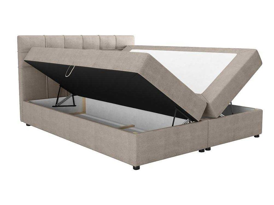 Ysmée Boxspringbed | Set Bed Met Hoofdbord Met Capitons + Bedbodem Met Opbergruimte + Matras+ Dekmatras- 180 X 200 Cm - Stof - Taupegrijs - Kida Van Ysmee