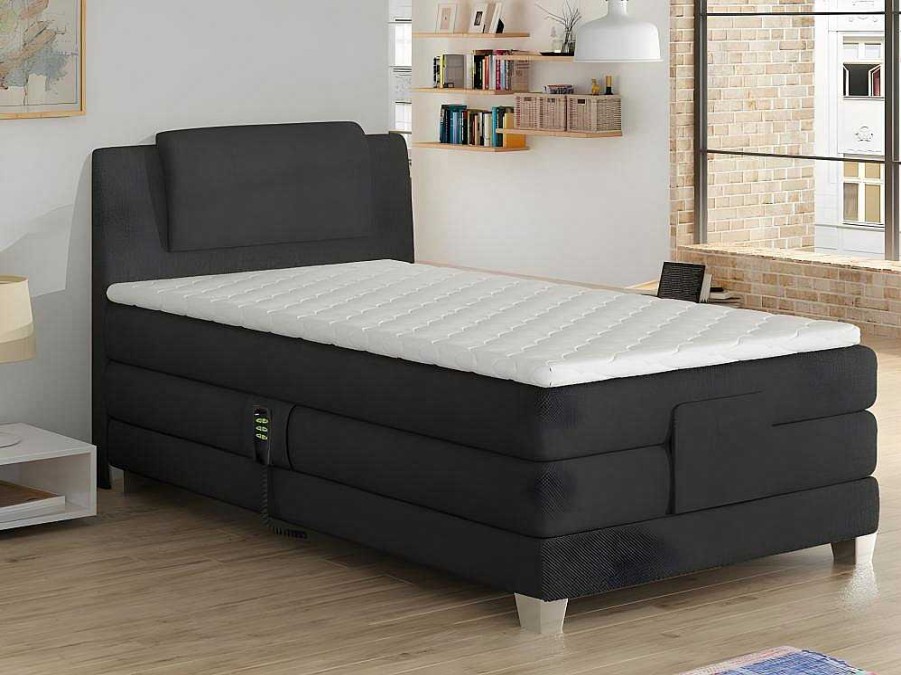 Palacio Elektrisch Relaxatiebed | Eenpersoons Boxspring Met Elektrische Bedbodem + Matras En Dekmatras Castel Palacio - 100X200Cm - Antraciet