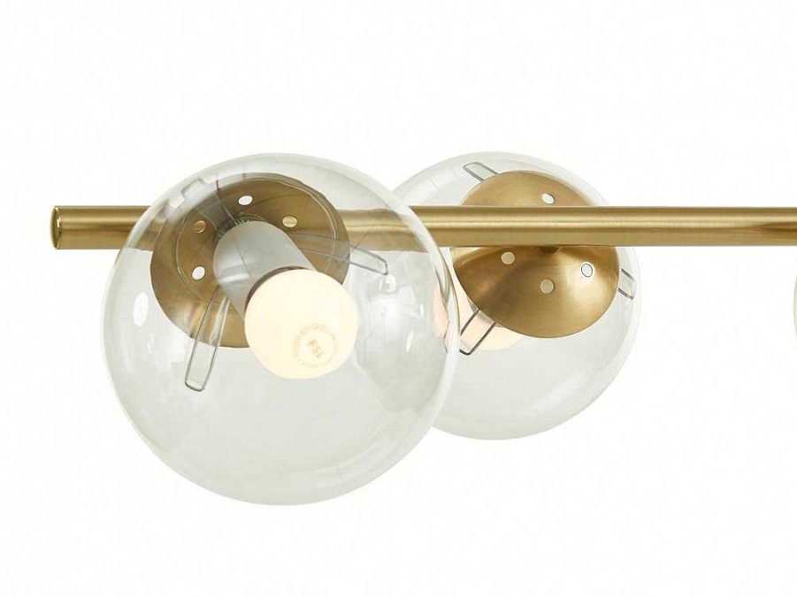 OZAIA Aanbiedingen: Woonaccessoires | Hanglamp Van Geborsteld Messing En 6 Glazen Bollen - B128 Cm - Yukon