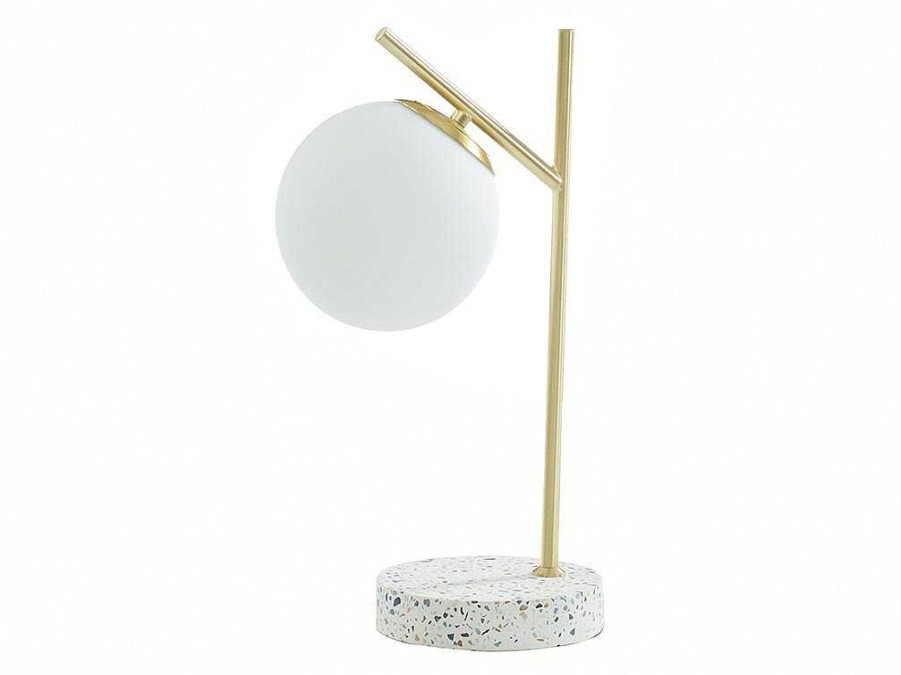 OZAIA Lamp | Schemerlamp Met Vintage-Stijl Lullaby - Sokkel Van Terrazzo - 23 X 15 X 38 Cm - Goudkleurig