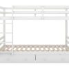 Vente-unique Kinderbed Stapelbed | Stapelbedden 140 X 200 Cm Met 2 Grote Lades - Leuning En Trap - Mdf Hout - Grijs