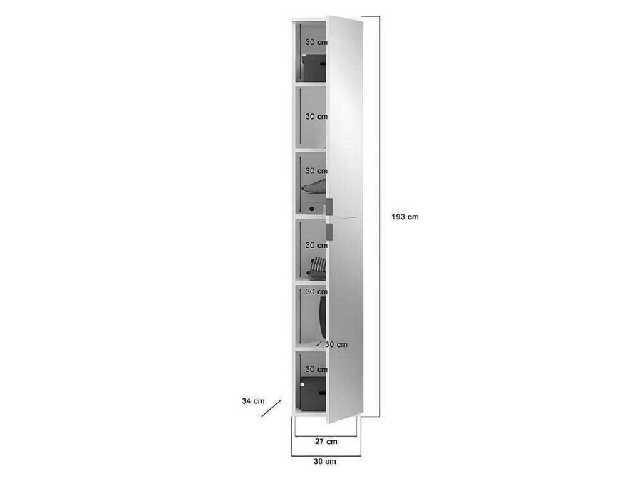 Vente-unique Kledingkast | Projektx Kledingkast 2 Deuren Wit, Spiegel.