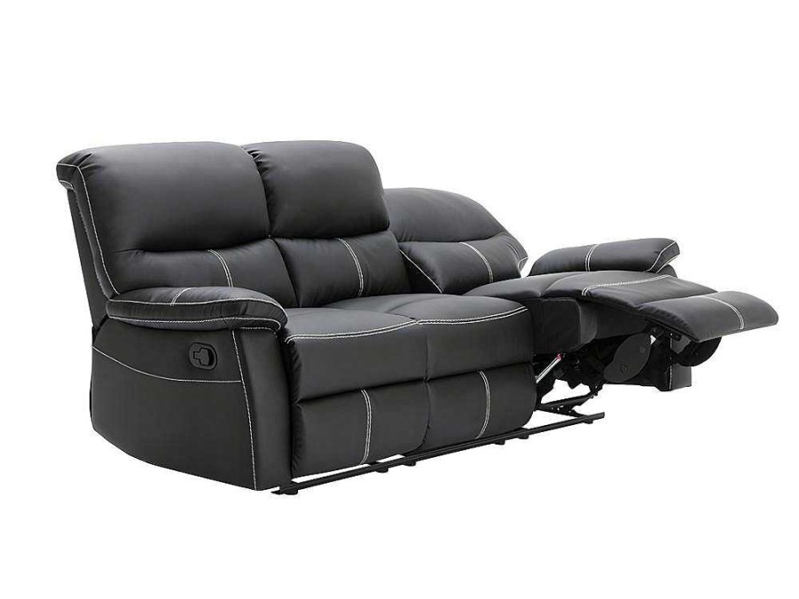 Vente-unique Set Zitbank + Fauteuil | Driezitsbank En Relaxfauteuil Canby - Kunstleer - Zwart