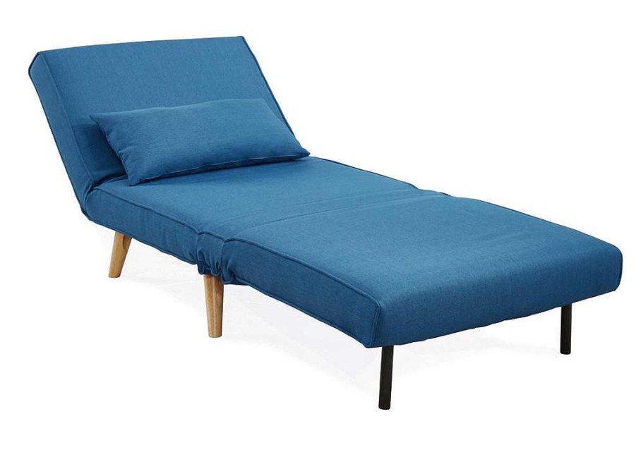 Vente-unique Uitklapbare Fauteuil | Fauteuil Posio - Bedbank Van Stof - Blauw