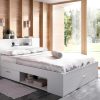 Vente-unique Tweepersoonsbed | Bed Leandre Met Hoofdeinde, Opbergruimte En Lades - 160 X 200 Cm - Kleur: Wit