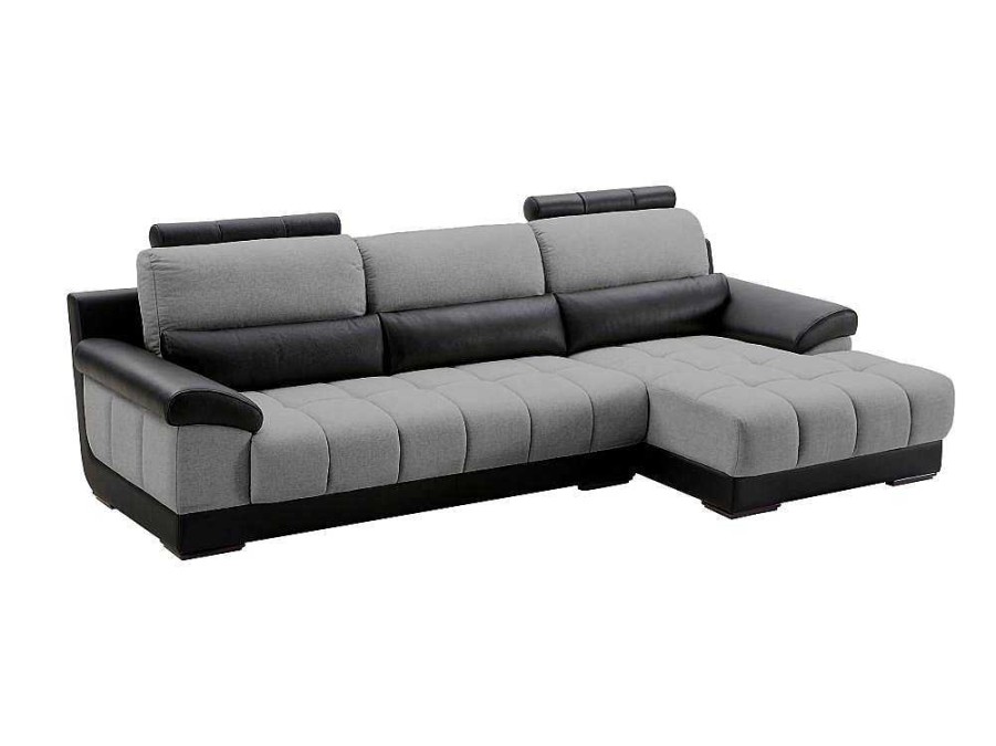 LINEA SOFA Aanbiedingen: Zitbank & Fauteuil | Hoekbank In Zwart En Grijze Stof En Leer - Hoek Rechts - Aragon