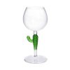 OZAIA Tafelservies | Set Van 4 Wijnglazen Met Cactusvoet - Transparant En Groen - O8,5 X H19,5 Cm - Gellif