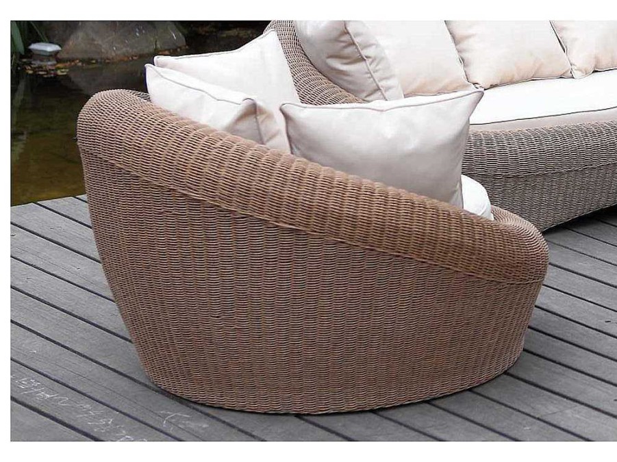 MYLIA Loungeset | Tuin Loungeset Van Karamel Gevolchten Hars - Zitbank & 2 Fauteuils & Salontafel - Whiteheaven