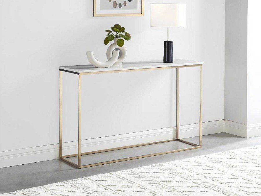 PASCAL MORABITO Sidetable | Design Sidetable Aretha - Marmer En Metaal - Wit En Goudkleurig - Van Pascal Morabito