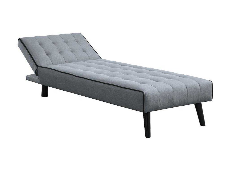 Vente-unique Chaise Longue | Uitklapbare Chaise Longue Bayou Van Stof - Grijs En Zwarte Paspel