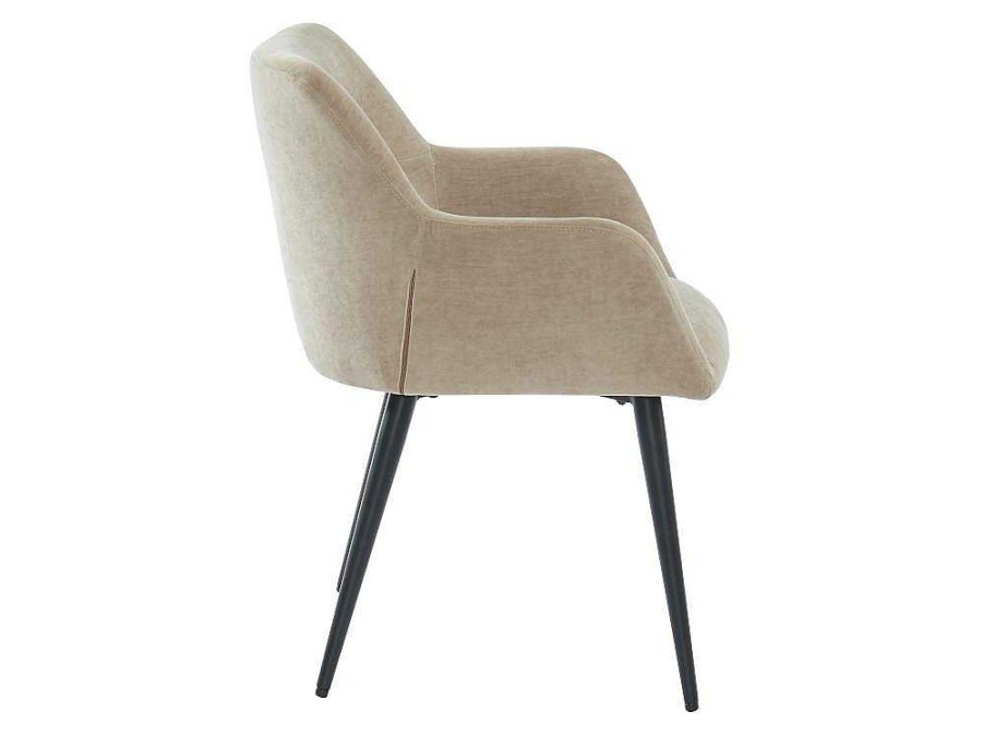 Vente-unique Stoel | Set Van 2 Stoelen Heka - Met Armleuningen - Stof En Metaal - Beige