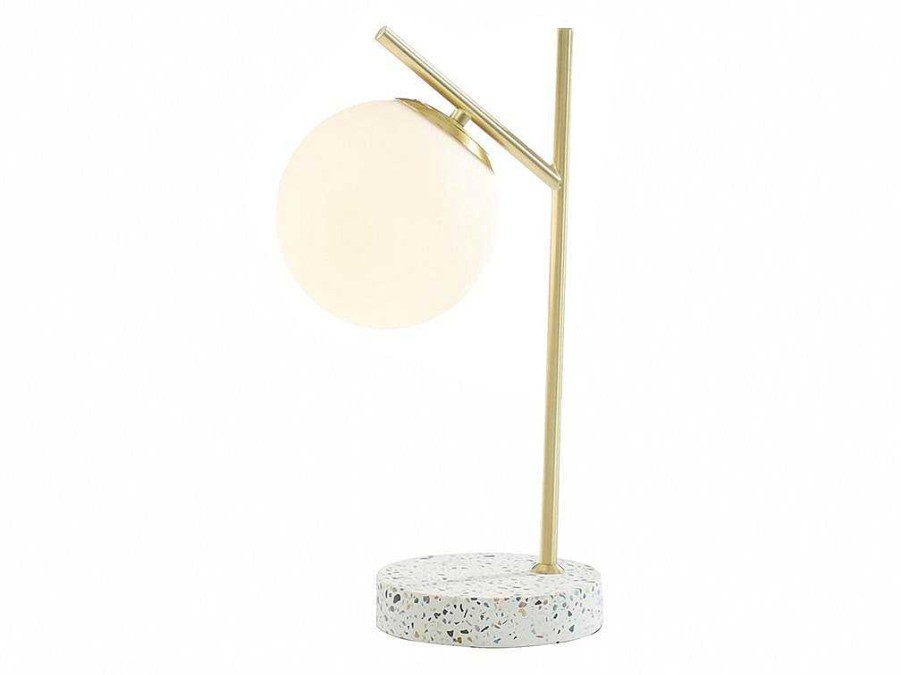 OZAIA Lamp | Schemerlamp Met Vintage-Stijl Lullaby - Sokkel Van Terrazzo - 23 X 15 X 38 Cm - Goudkleurig