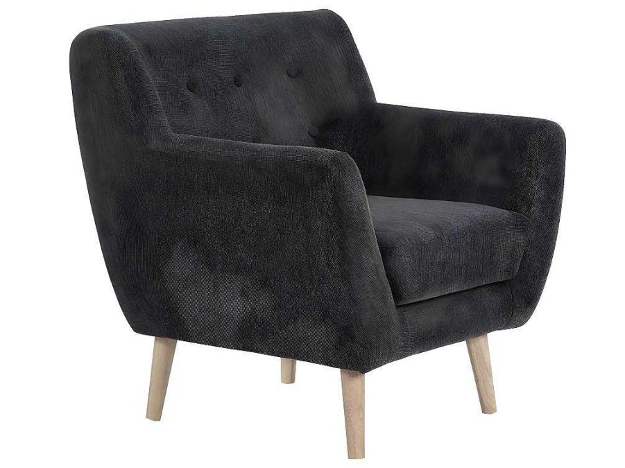 Vente-unique Fauteuil Met Holle Rugleuning | Monte Fauteuil Donkergrijs.