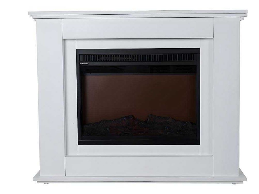 FLAMATECH Haard | Elektrische Sfeerhaard Nevado - Met Schoorsteenmantel - Leds - L100 X D27,5 X H82,5 Cm - Wit