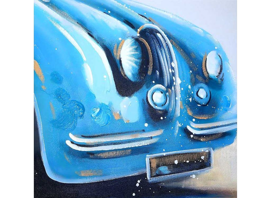 Vente-unique Schilderij | Olieverfschilderij Vintage Auto Handgeschilderd