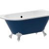 Shower & Design Halfvrijstaand Bad | Halfvrijstaand Retro Acrylbad Op Adelaarspoten Blauw (Glanzend) 154 Liter 150 X 74 X 61 Cm Bolisa