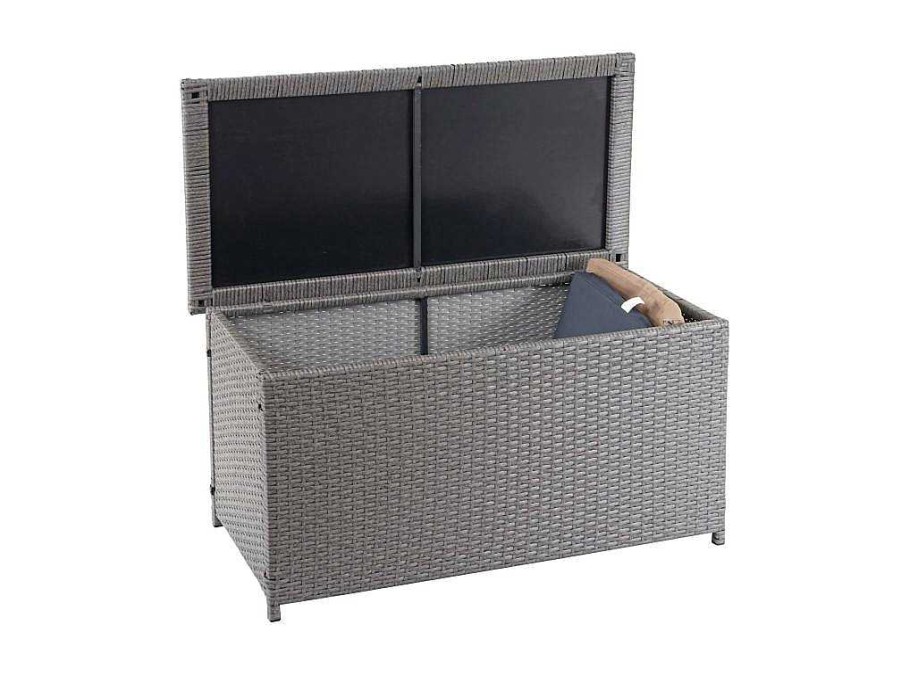 Vente-unique Tuinopslag | Kussenbox Van Polyrattan Mcw-D88 Iii, Basic Grijs, 51X100X50Cm 170L