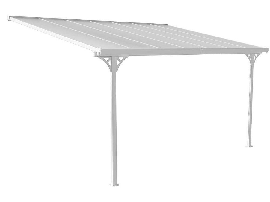 EXPERTLAND Prieel, Pergola, Gazebo En Kiosk | Aanleunende Pergola In Aluminium 13,2 M - Wit - Alvaro