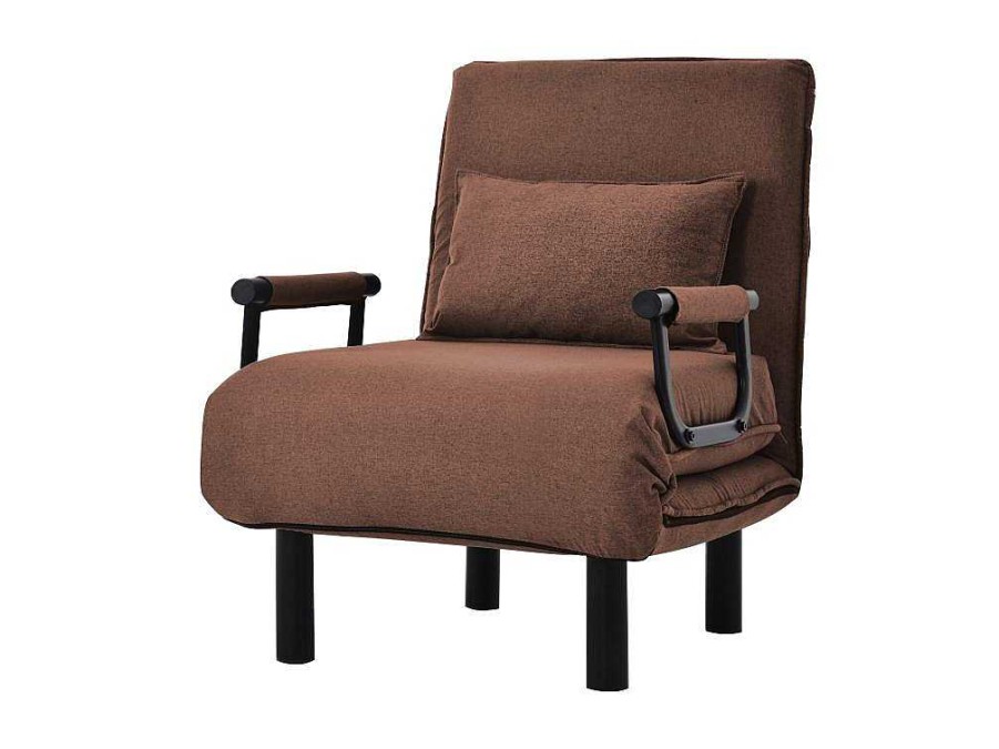 Vente-unique Uitklapbare Fauteuil | Converteerbare Stoffen Fauteuil - 6-Voudig Verstelbare Rugleuning - Bruin