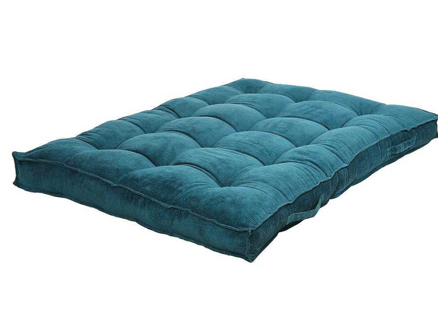 OZAIA Huistextiel | Palletkussen - 120 X 80 X 10 Cm - Ribfluweel - Blauw - Baila