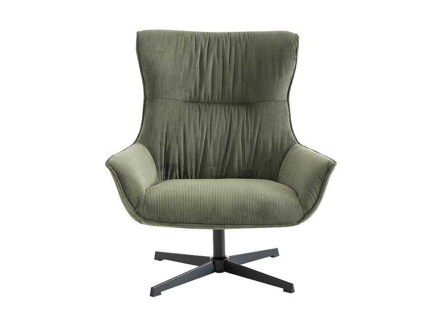 Vente-unique Fauteuil Stof Fluweel / Suedine | Draaifauteuil Van Groen Ribfluweel Galati