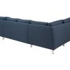 Vente-unique Modulair | Calverton Hoekbank Chaise Longue Rechts Gericht Donkerblauw.