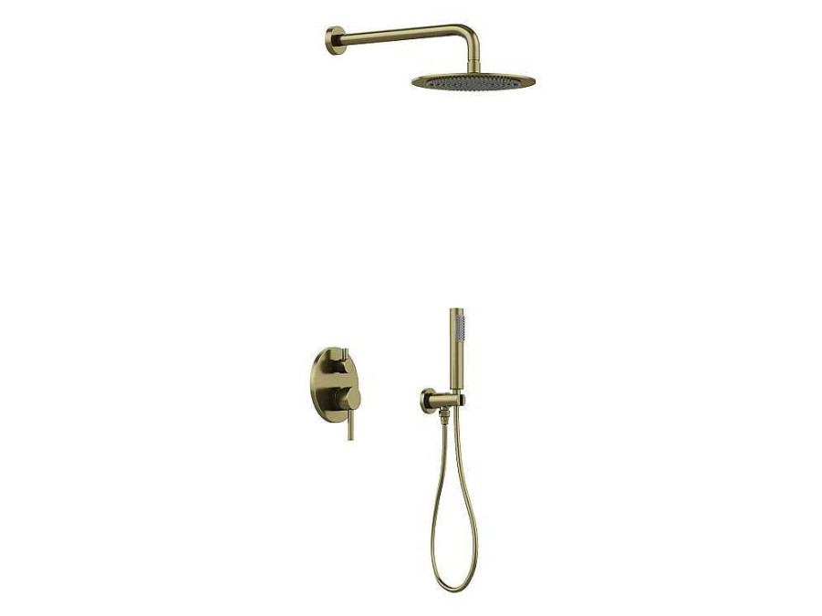 Shower & Design Douchekolom | Set Van Inbouwdouche Met Mechanische Mengkraan - Goud Met Geborstelde Afwerking - Tamise