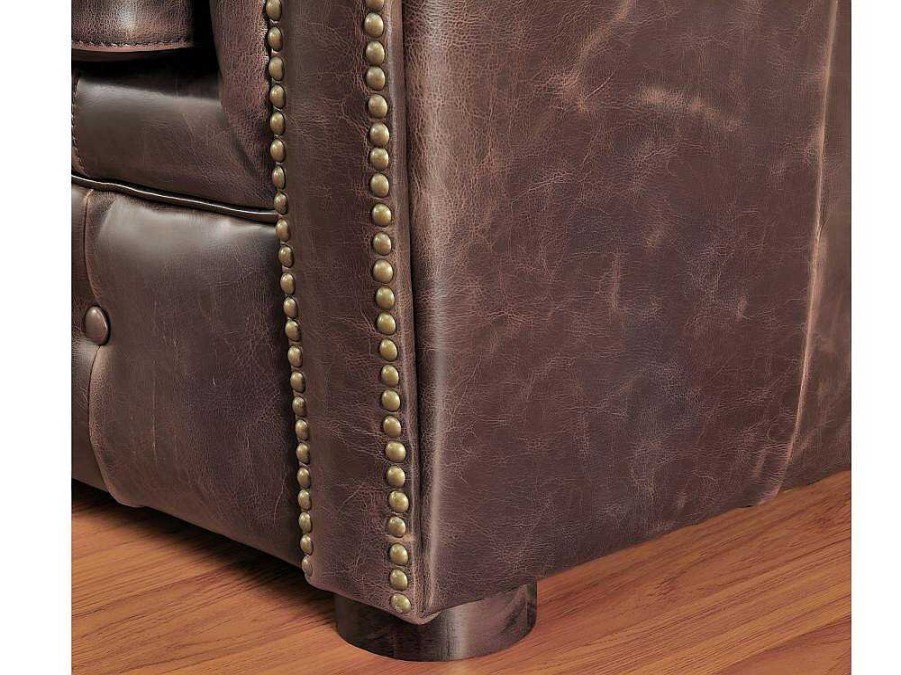 Vente-unique Fauteuil Leer | Fauteuil Chesterfield Clotaire Van 100% Leer Met Lived-In Aspect