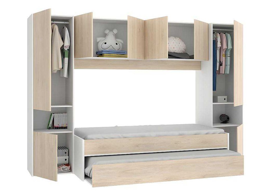 Vente-unique Kinderbed | Uitschuifbed Selena - 90 X 190 Cm - Kleur: Eiken En Wit