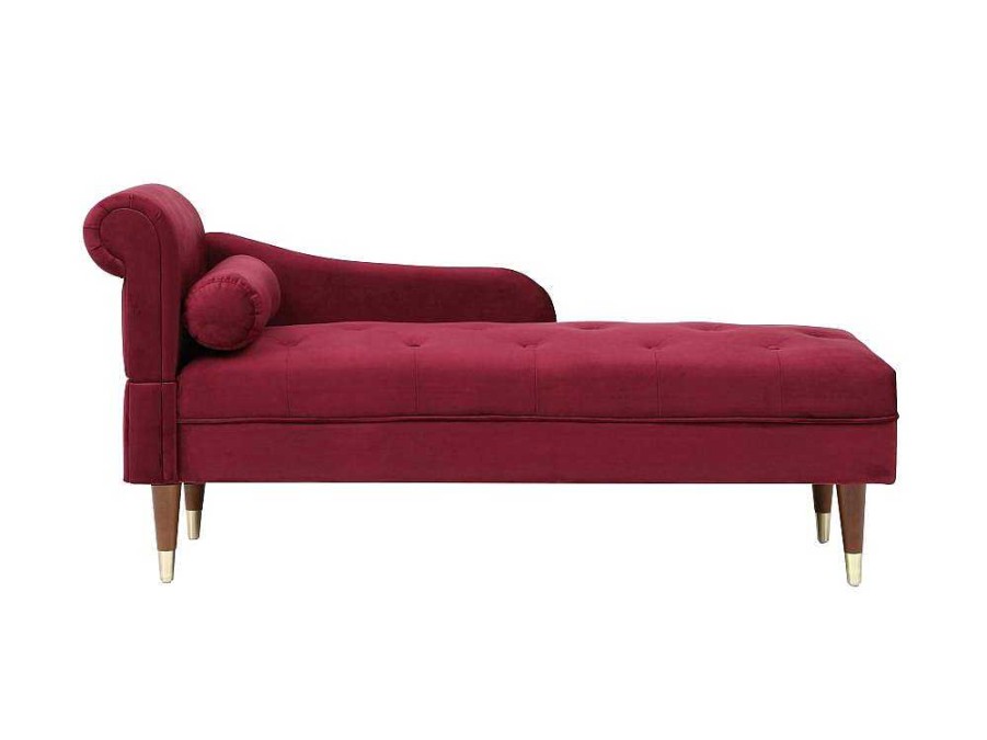 Vente-unique Chaise Longue | Chaise Longue Rechts Van Bordeaux-Rood Velours Umari